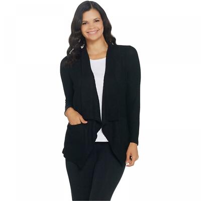NWT AnyBody Womens Brushed Waffle Waterfall Cardigan. A345173-Reg