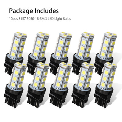 10PCS 3157 3156 18-SMD Reverse Brake Stop Turn Signal Tail LED Light Bulbs White