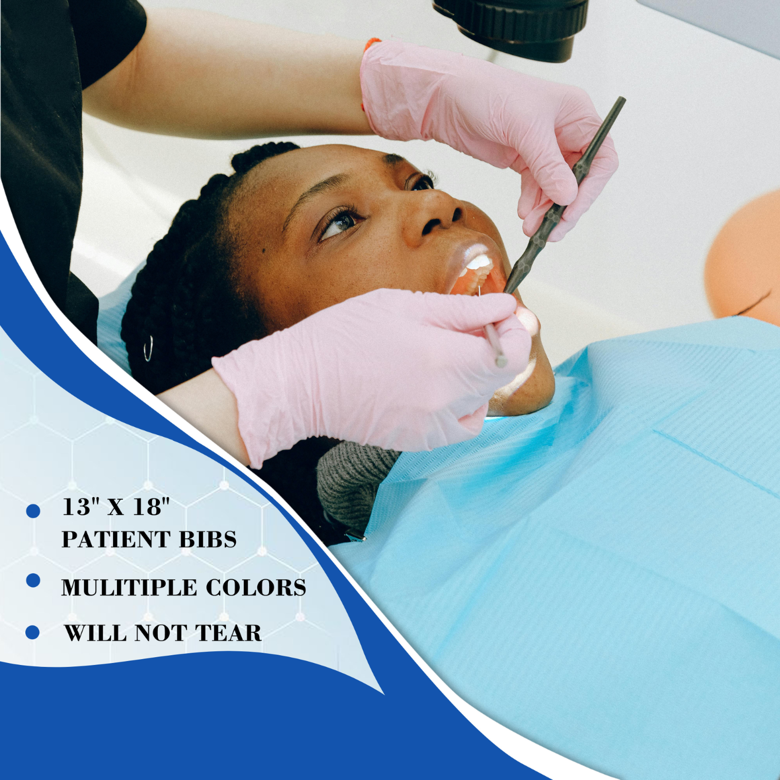 Disposable Dental Bib 13"x 18" - 3 Ply Waterproof Tattoo Bib Sheet for Patients