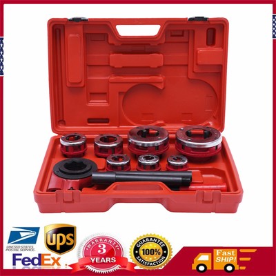 7 Size Pipe Threader Threading 3/8'' to 2'' Die Dies Set with Handle Ratchet A+