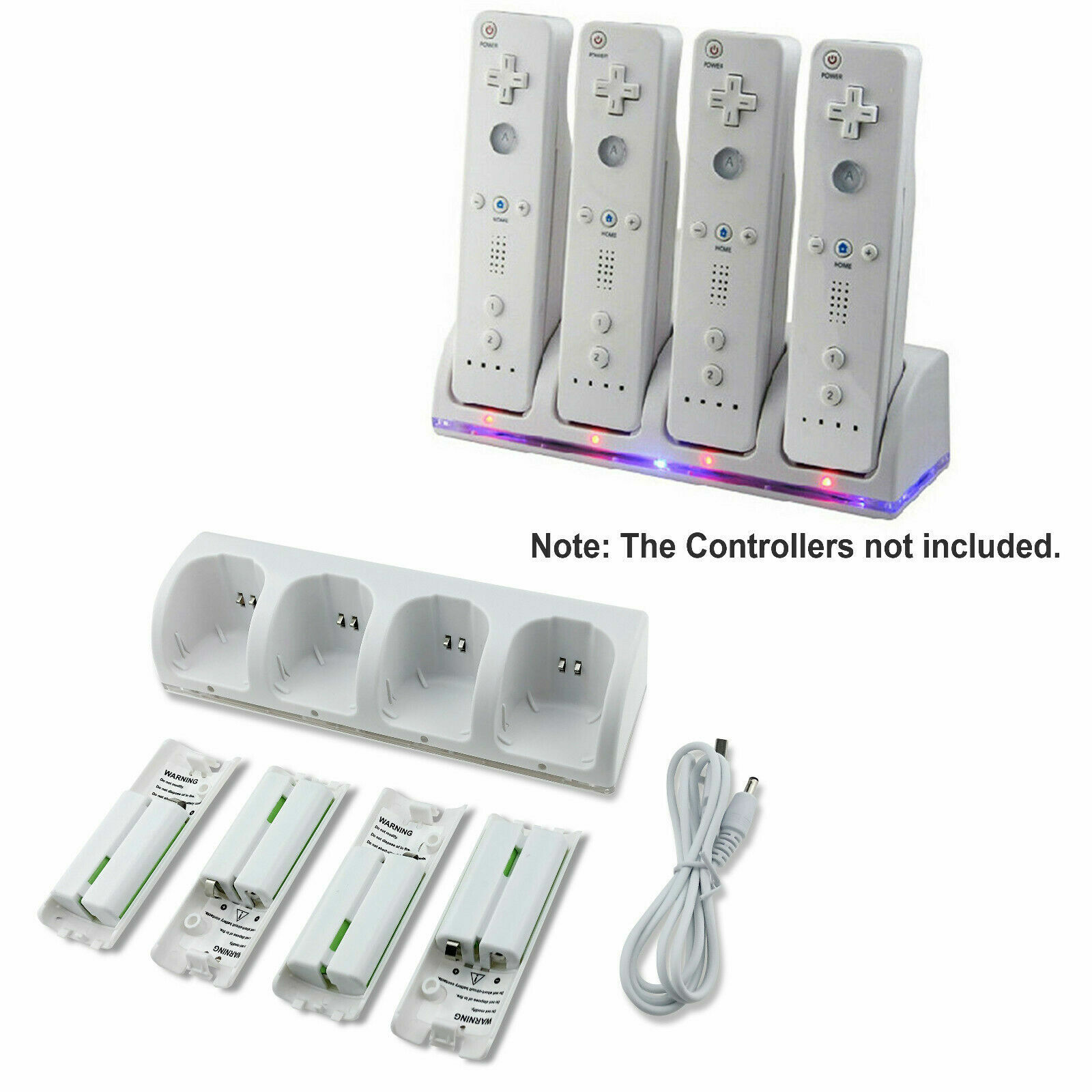 2/4 Rechargeable Batteries Pack+ Charger Dock For Nintendo Wii Remote Controller