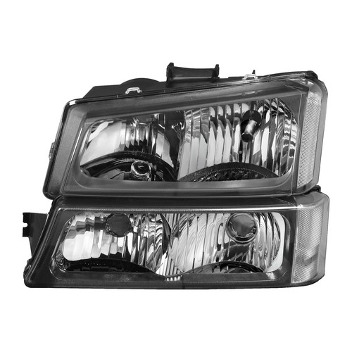 For 2003-2006 Chevy Silverado Black Housing Headlights & Red Tail Lights Set