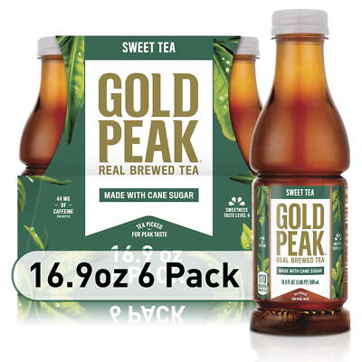 Gold Peak Real Brewed Tea Cane Sugar Sweet,Bottled Tea Drink,16.9 fl oz,6Bottles