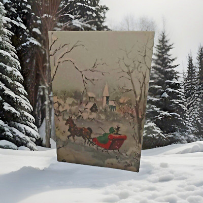Vintage Hallmark Christmas Greeting Card Sleigh Ride Unused+env