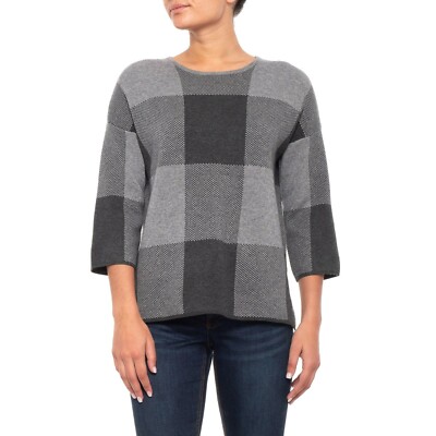 Max Studio Gray  Sweater Womens Size Small Double Knit Crew