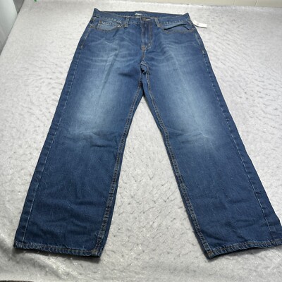 Old Navy Mens Loose Fit Medium Wash Denim Jeans Relaxed Straight Size 33 x 30