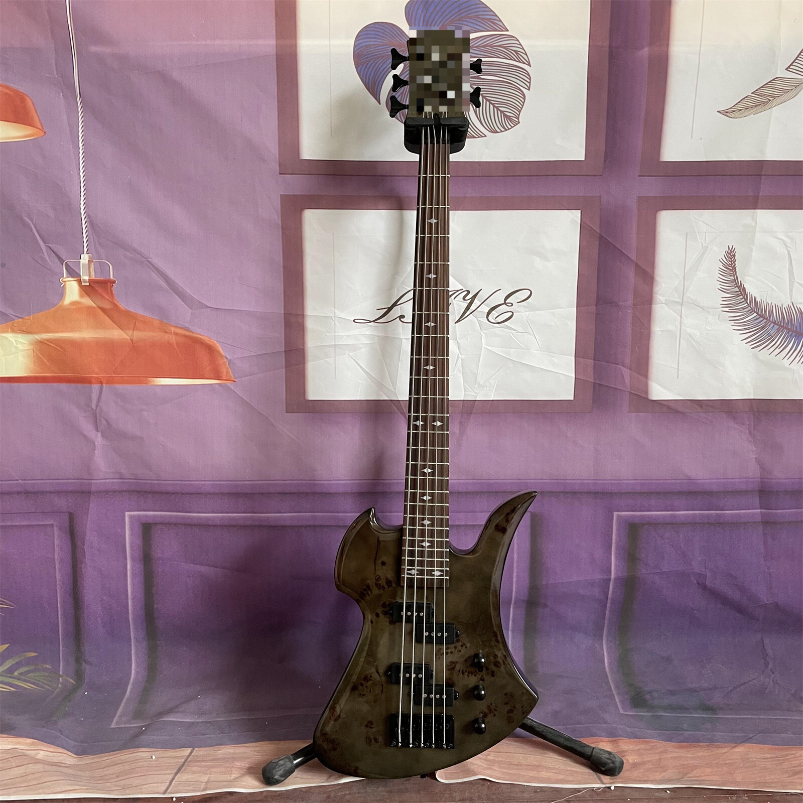 ☆人気【TREEMINGBIRD】☆See-Through Shirring Long One-Piec.e Tree Burl Top 5 String Electric Bass Guitar Solid Body Maple