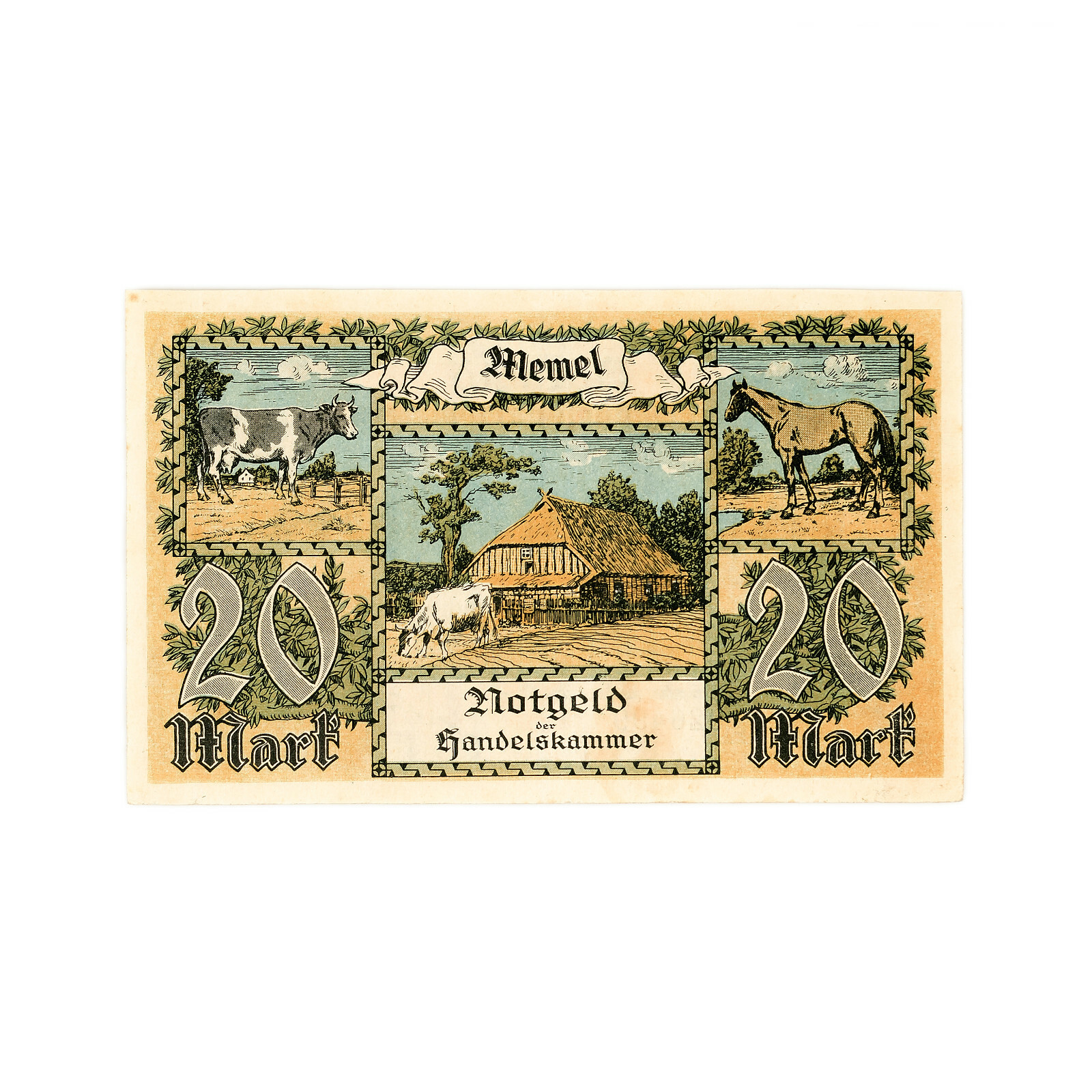 Memel 1922 P-6a 20 Mark xf