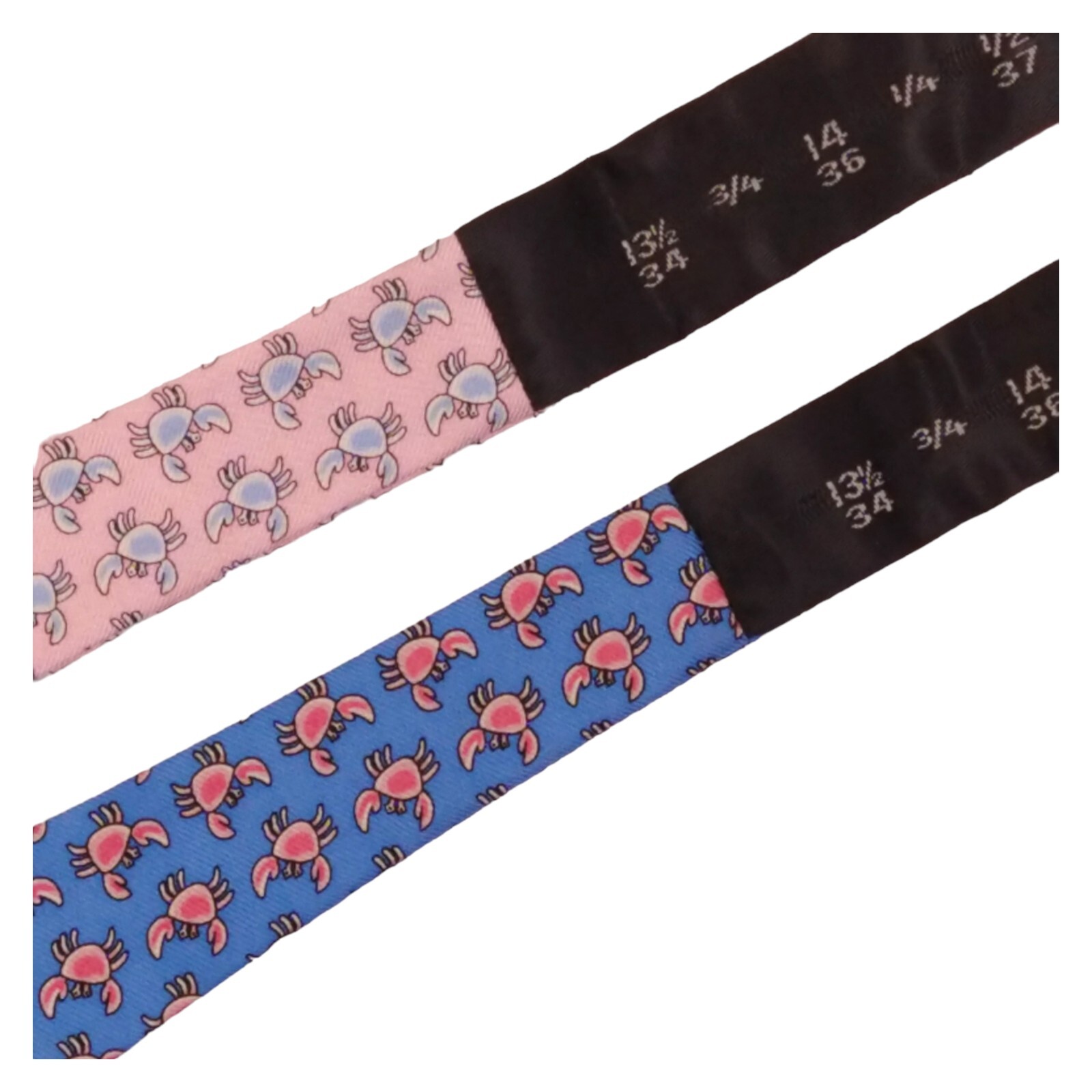 2 Mens Novelty Bow Ties SELF TIE Lot Silk Adjustable Bowtie Blue Pink Crab Print
