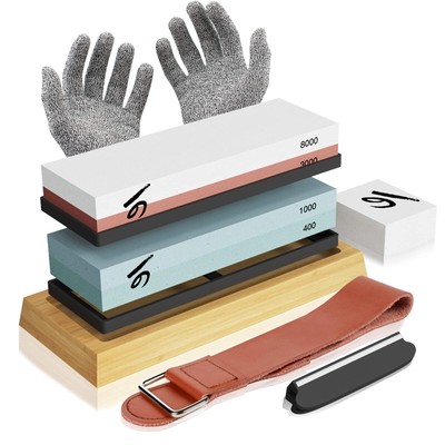 Knife Sharpening Stone Kit, Professional Japanese Whetstone Sharpener Stone S...