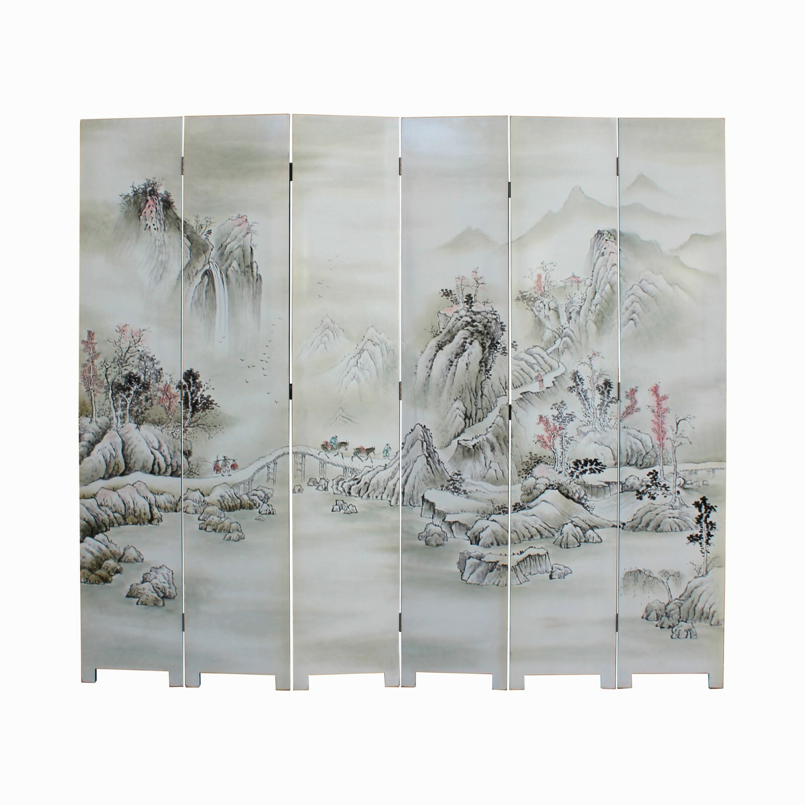 Off White Base Oriental Mountain Trees Scenery Theme Graphic Screen cs5985S Off White Base Oriental Mountain Trees Scenery Theme Graphic Screen cs5985S