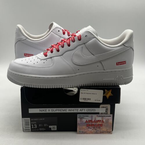 Size 13 - Nike Air Force 1 x Supreme Low Box Logo - White Size 13 - Nike Air Force 1 x Supreme Low Box Logo - White