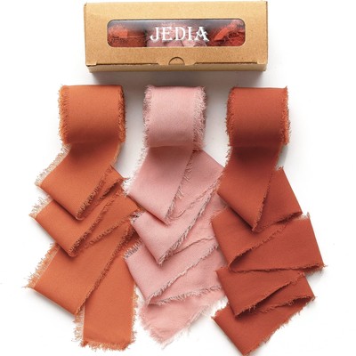 Fall Ribbon 3 Rolls Terracotta Ribbon 1.5'' x 7Yd Chiffon Silk Ribbon Set for ...