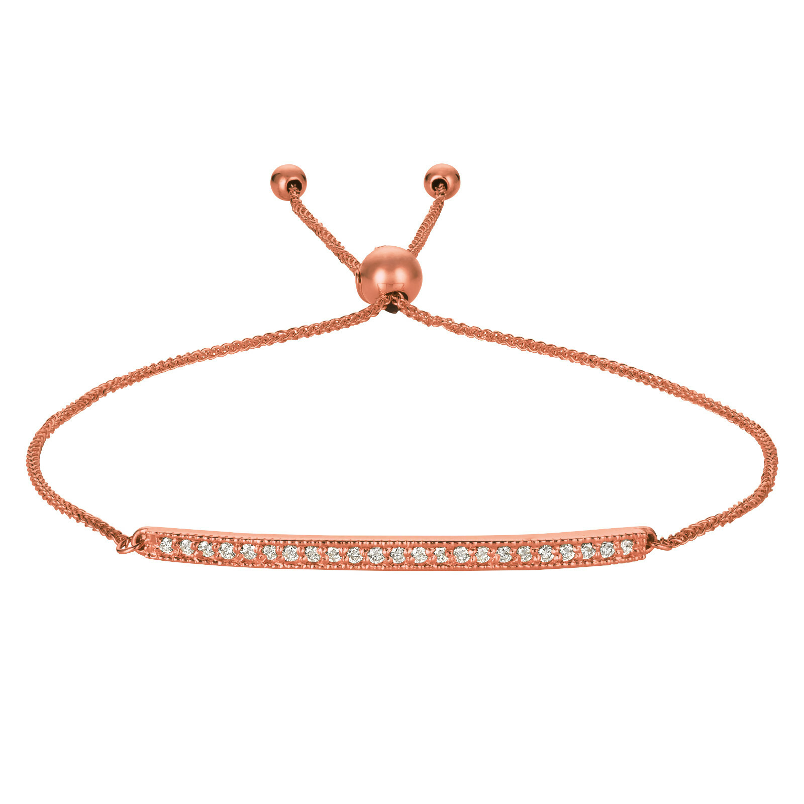 Pre-owned Morris 0.20 Carat Natural Diamond Bolo Bar Bracelet Si 14k Rose Gold 7'' Adjustable