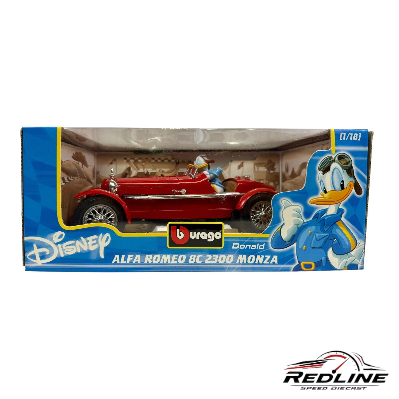 🇮🇹Burago Disney Collection Red Donald Duck Alfa Romeo 8C