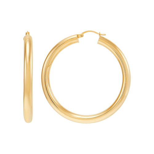 Pre-owned Welry 50mm Polished Tube Hoop Earrings In 14k Yellow Gold