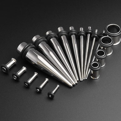 Ear Stretching Kit Taper Tunnel Surgical Steel Single Flare