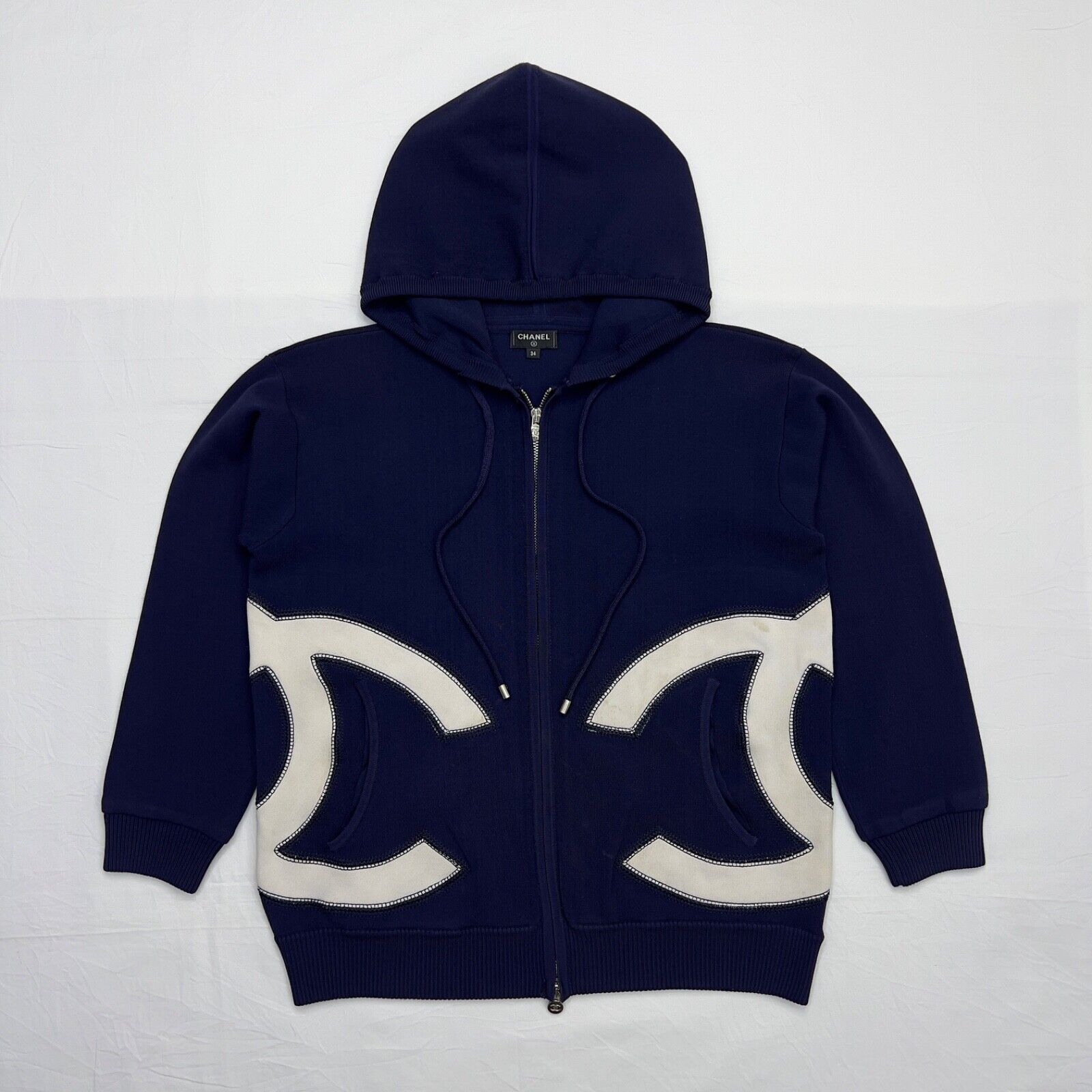 Chanel Blue Viscose Knitwear Zipped Hoodie Size 34 | eBay Chanel Blue Viscose Knitwear Zipped Hoodie Size 34 | eBay