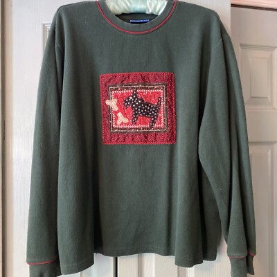 Karen Scott Scottie Dog Long Sleeve Top 1x Christmas Grandma Core