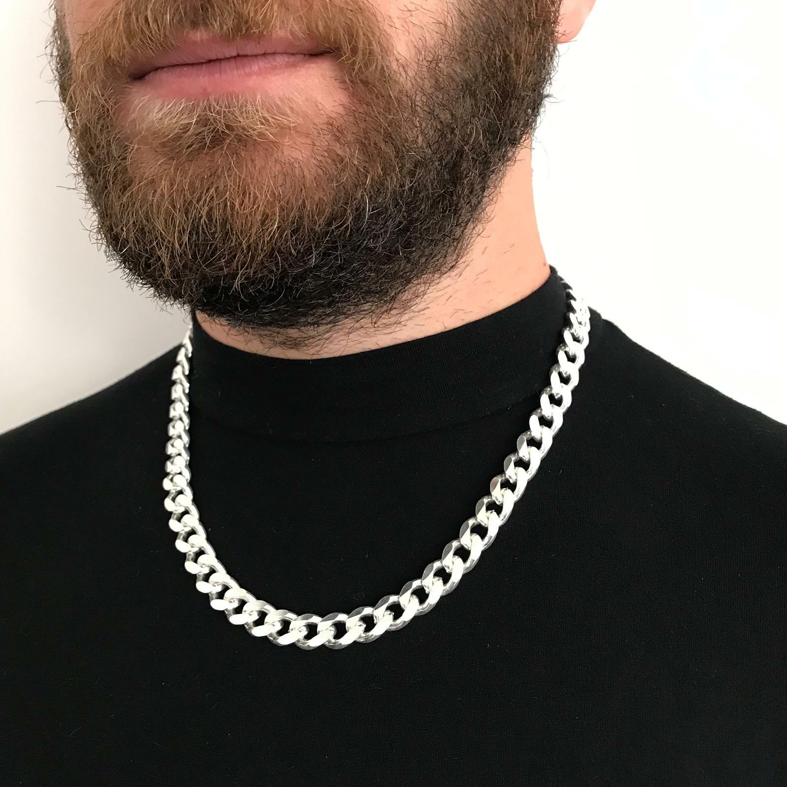 Pre-owned Handmade Mens Curb Cuban Chain Necklace Miami Hiphop 925 Sterling Silver 11mm 102gr 22"