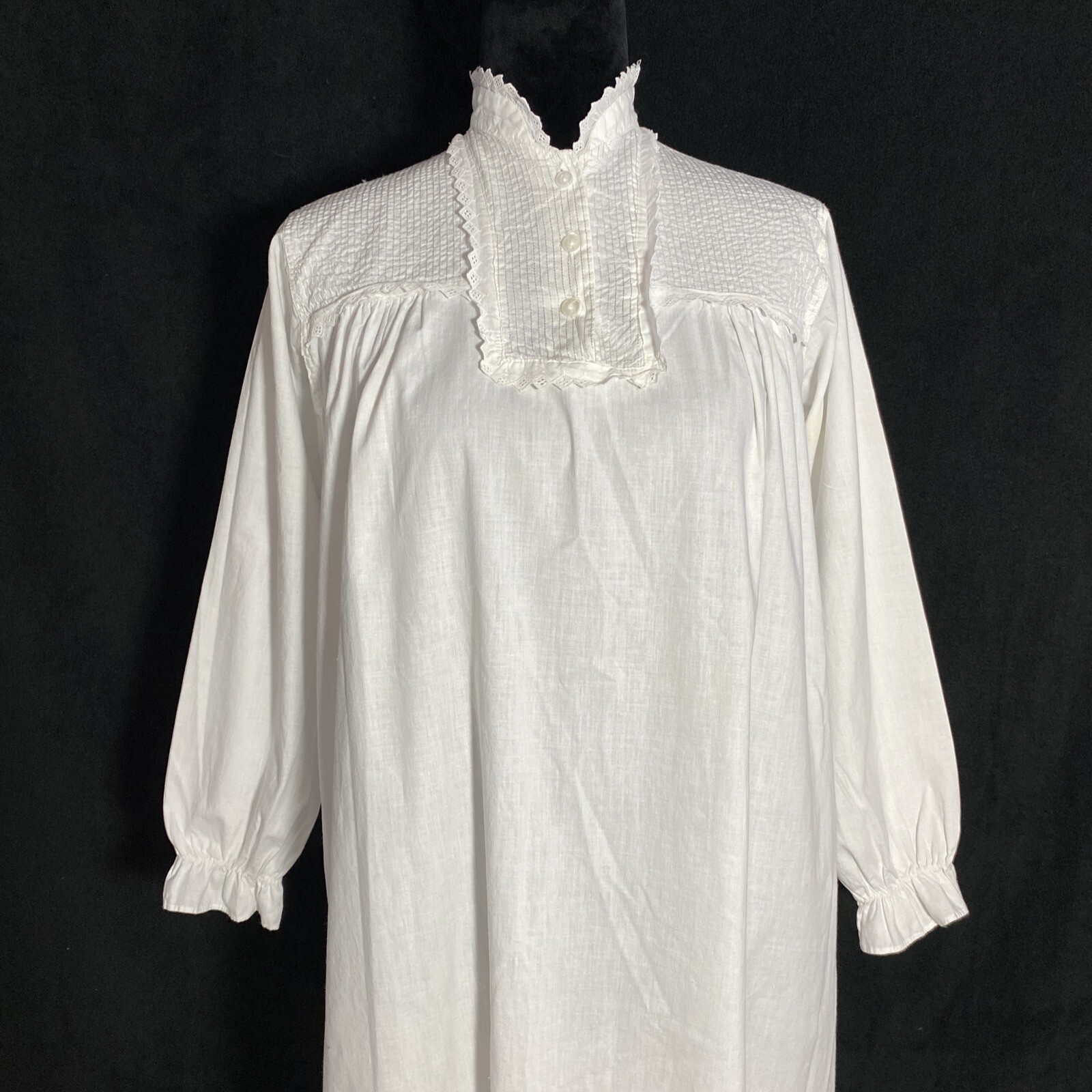VTG Nightgown 36 Pennys Adonna White Long Sleeve Maxi Modest High Neck