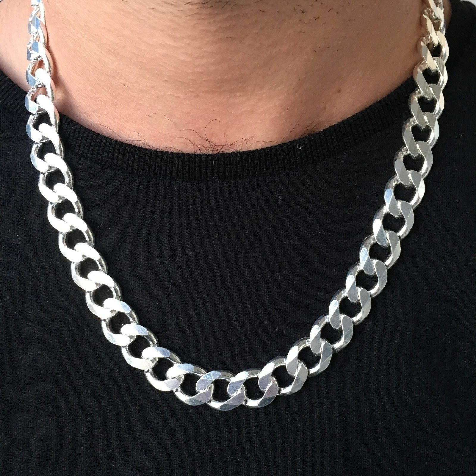 Pre-owned Handmade Men Miami Cuban Link Chain 11mm 118gr 24 Inch Solid 925 Sterling Silver
