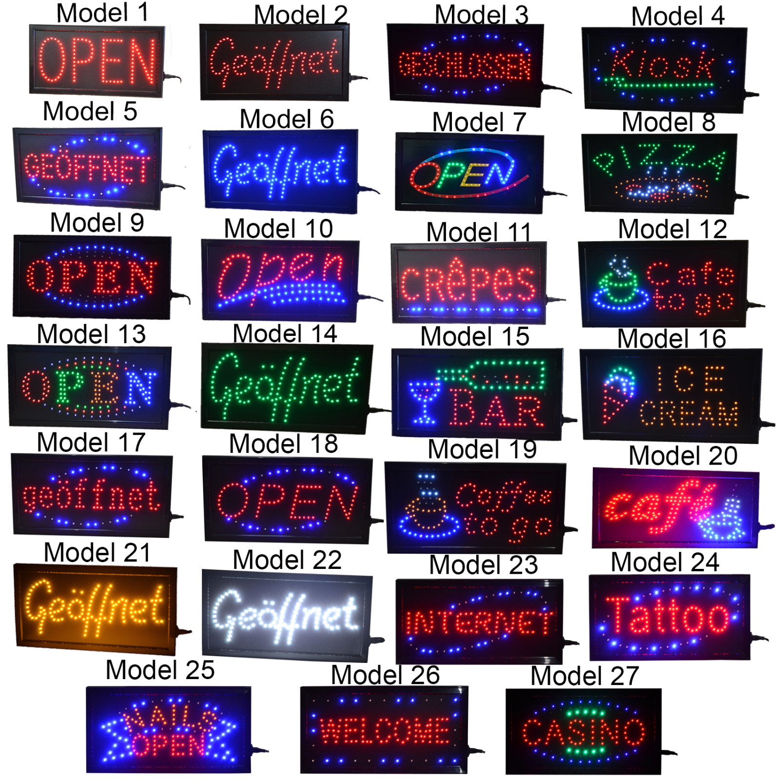 LED OPEN GEÖFFNET SCHILD LEUCHTSCHILD XXL REKLAME LEUCHTREKLAME DISPLAY WERBUNG 