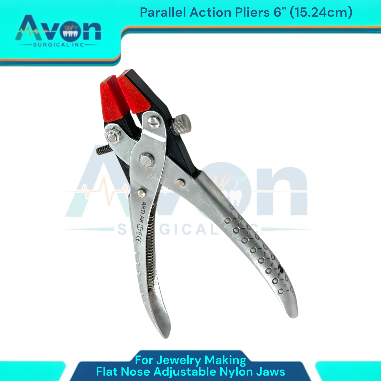 Parallel Action Flat Nose Pliers Smooth Adjustable Nylon Jaws 6 Inches Long