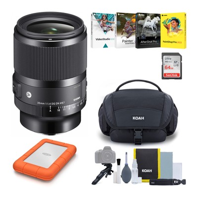 Sigma AF 35mm f/1.4 DG DN Art Lens for Sony E Hard Drive and Accessory KitBundle