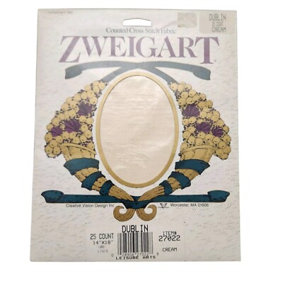 Vintage Zweigart Linen 25 ct Cross Stitch Fabric 14''x18'' Cream #27022