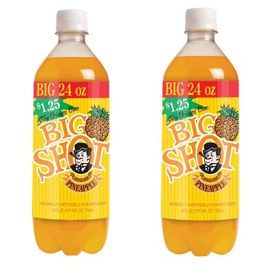 NEW  Big Shot PINEAPPLE Soda Beverage New Orleans 24oz. 2-Pack   NOT EXPIRED 