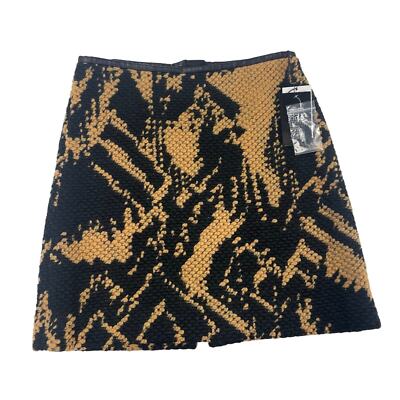 NWT Etcetera Boucle Skirt Tan Black Knee Length Straight Pencil Skirt Womens 8
