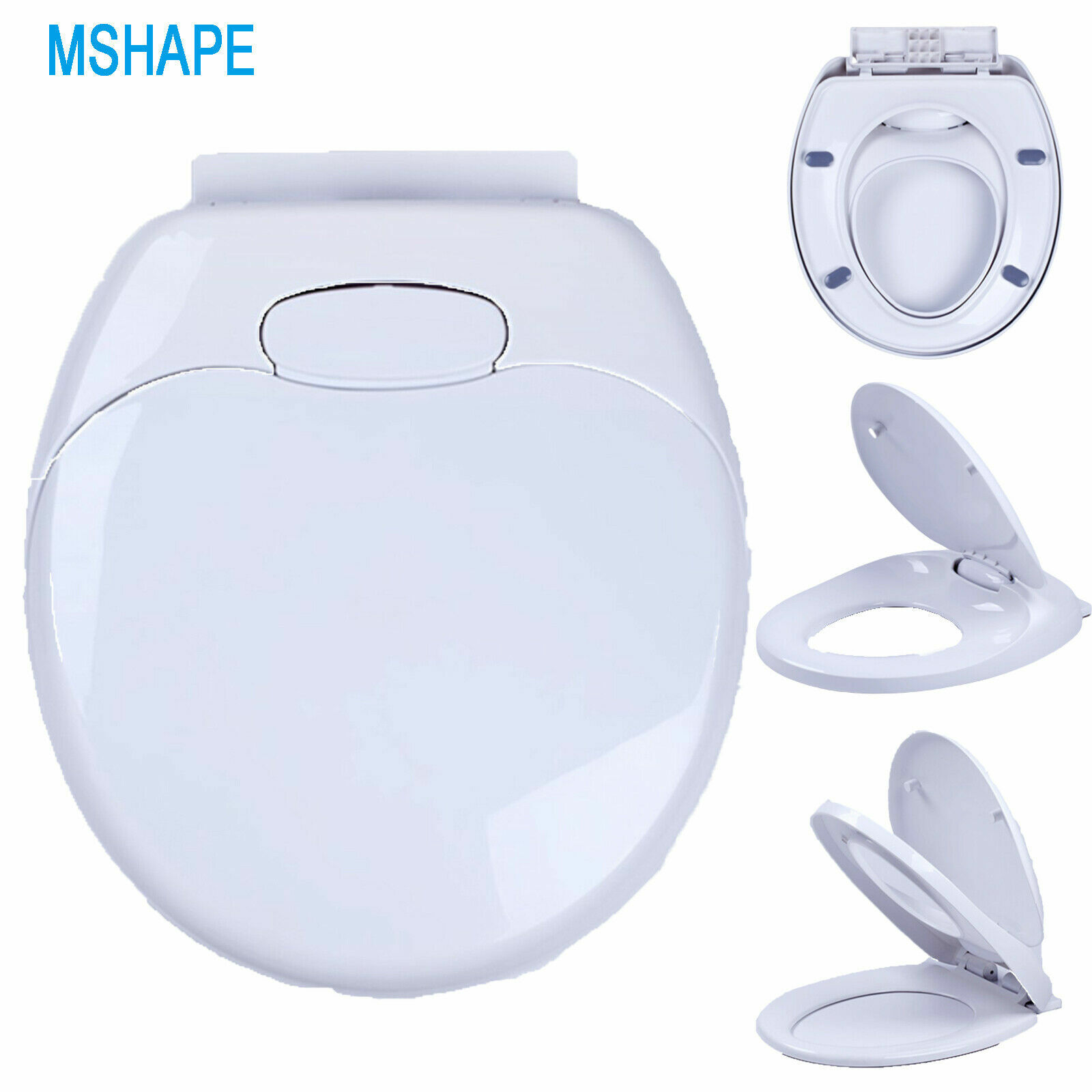 Luxury Toilet Seat Heavy Duty White Soft Close Top Hinges Easy Clean 5 Shape eBay