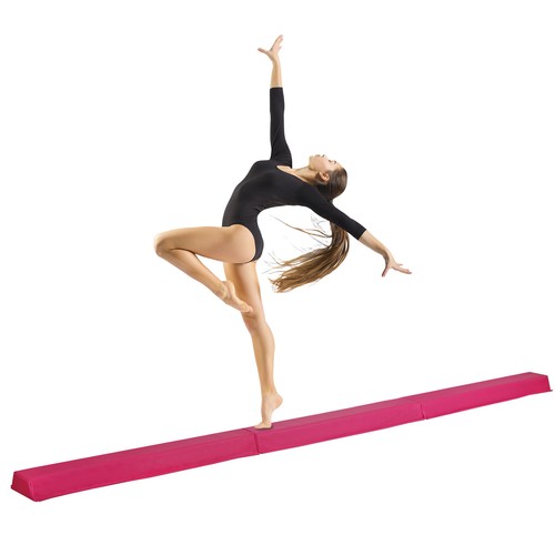 9ft Pink Extra Firm Vinyl Balance Beam Folding Gymnastics Beam Tumbling Home