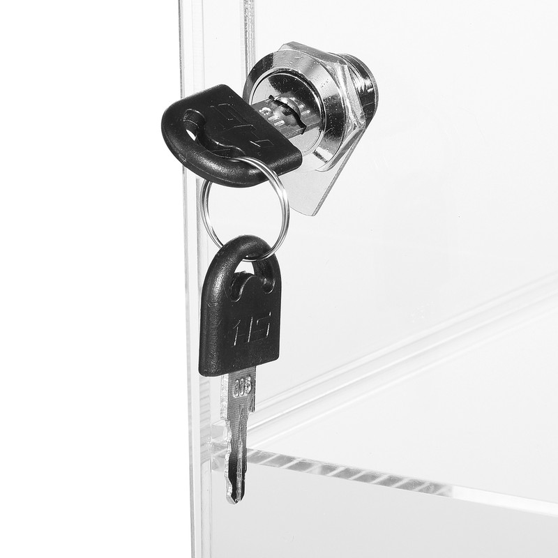 3 Shelf Acrylic Display Case with Lock and Keys, Clear Collectibles Showcase