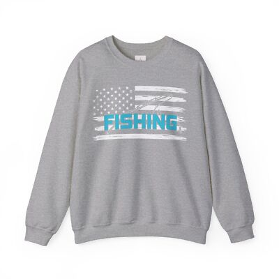 American Flag Fishing Graphic Unisex Heavy Blend  Crewneck Sweatshirt