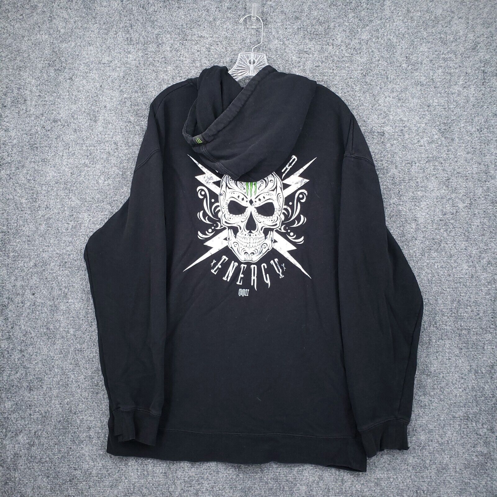 Monster Energy Hoodie Mens XL Black Full Zip Sweatshirt Skull Racing Logo Y2K Monster Energy Hoodie Mens XL Black Full Zip Sweatshirt Skull Racing Logo Y2K