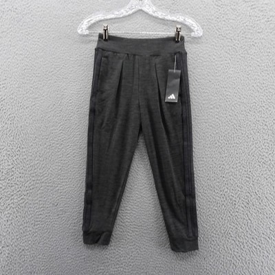 Adidas Girls Melange Joggers Black Heathered Tapered Pants XS 6/6X NEW