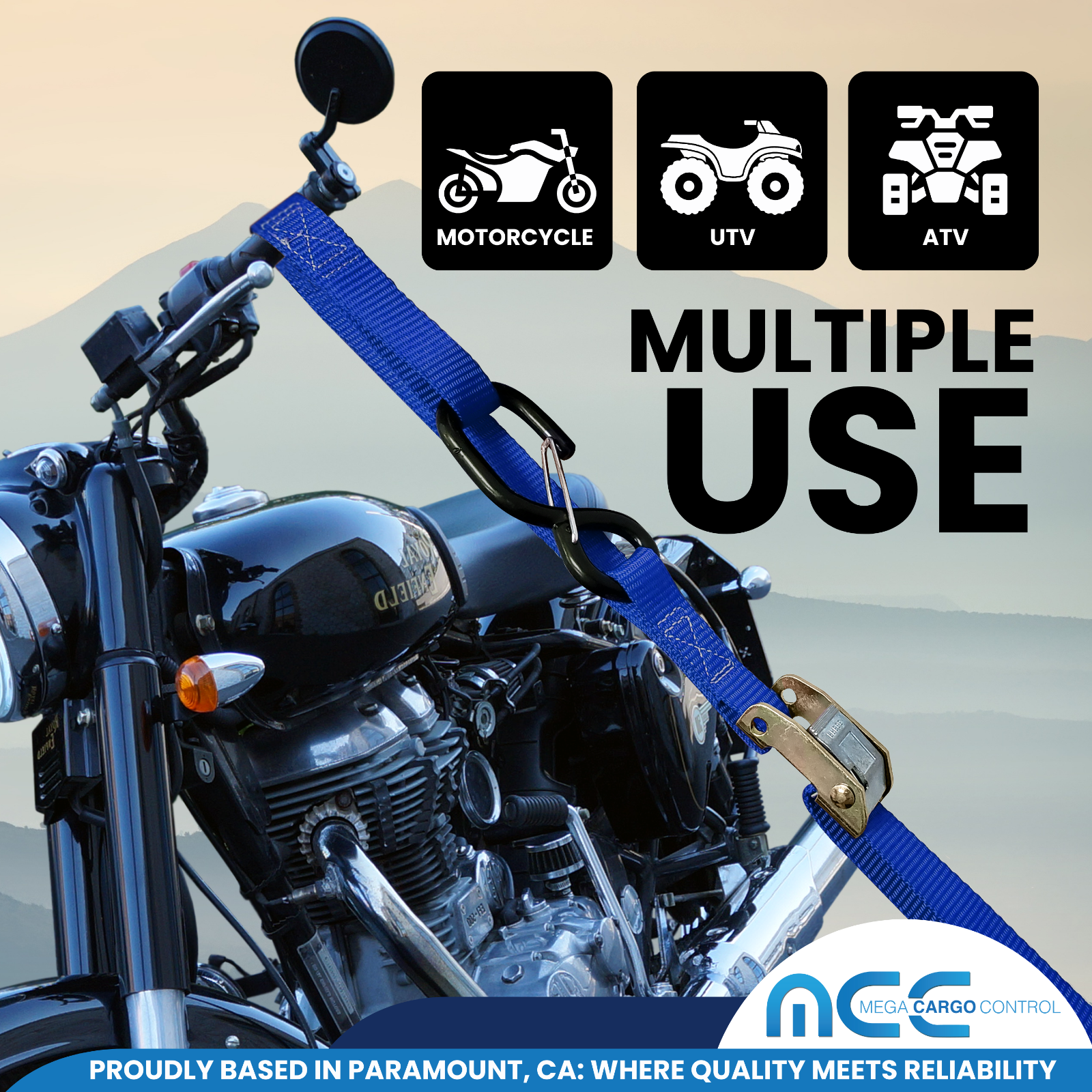 2 Pack 1" x 6' Cam Buckle Tie Down Strap w/ S Hook For Boat Motorcycle Bike