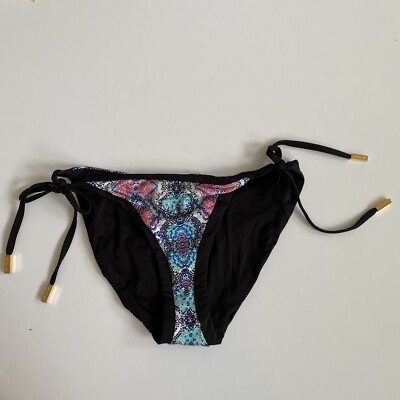 A.Che Bikini Swim Bottom Only Harlo String Cobra Small Gold Hardware Ruched
