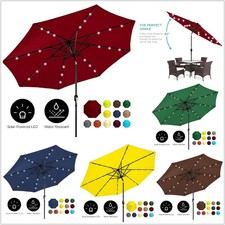 Sombrilla De Patio Jardin Parque Restaurante Con Luz Solar 24 Luces LED