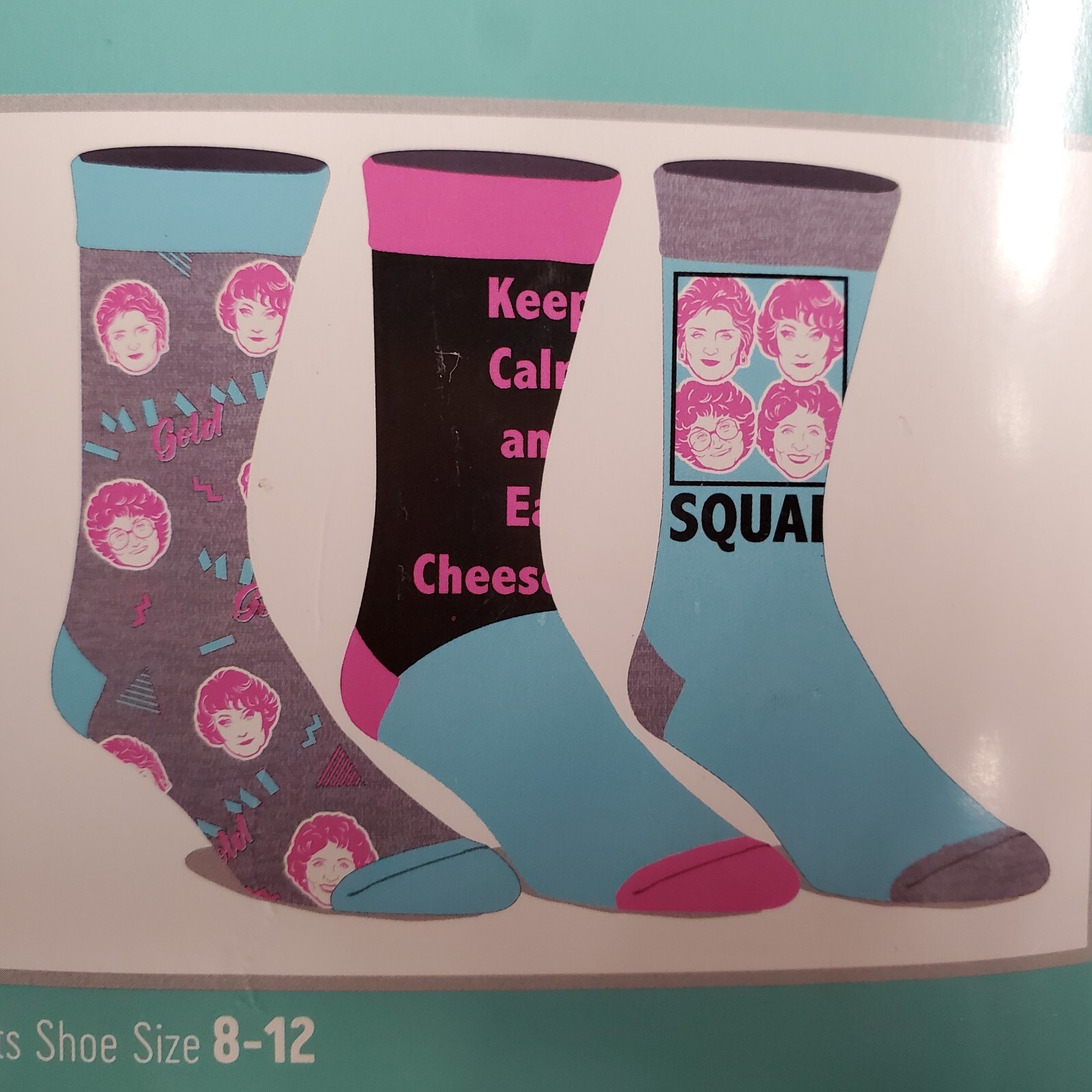 Bioworld GOLDEN GIRLS Classic TV Crew SOCKS 3 Pair MENS Shoe Size 8-12 - NEW!