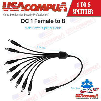  DC 1 Female to 8 Male Way CCTV Security Camera Power Supply Adapter Cable