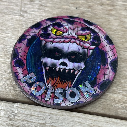 Pog Slammer POISON Medusa Skeleton Heavy Metal Vintage 90's
