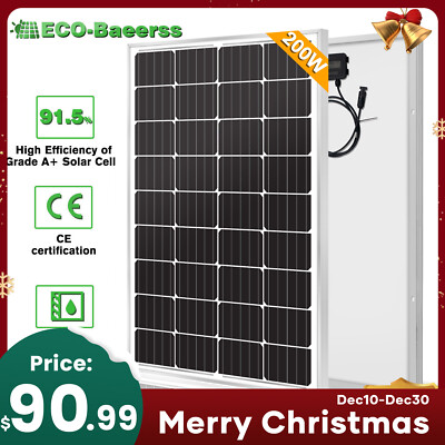 200W Watt Solar Panel 12V Mono Battery Charging Home Boat Camping RV Off Grid