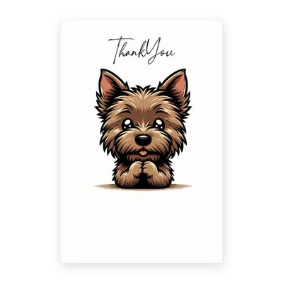 DistinctInk Thank You Greeting Card - Cairn Terrier Puppy - Cartoon