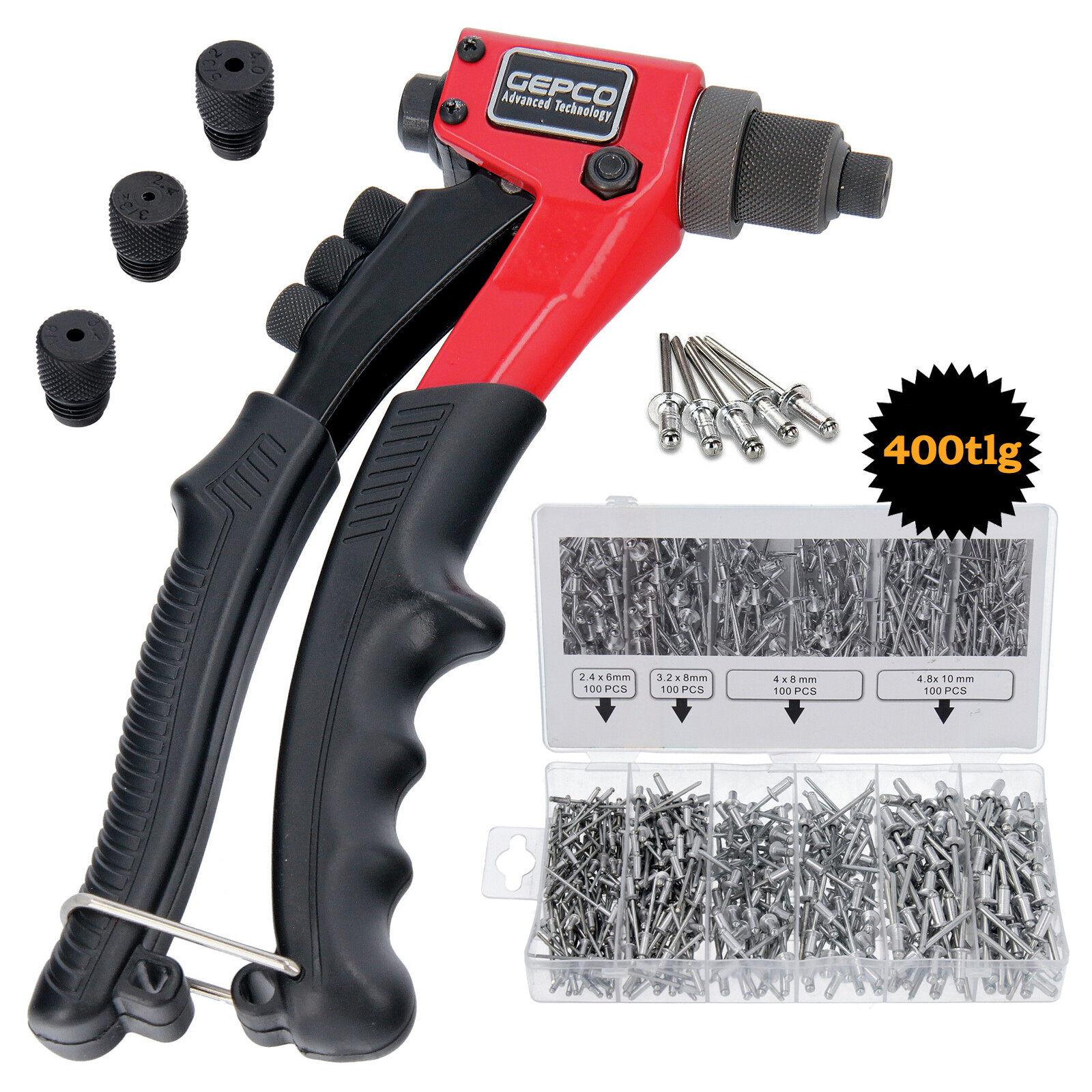 Des pinces professionnelles Pop Rivets Blindniet Pliers with Poppnies Set 400 PC.