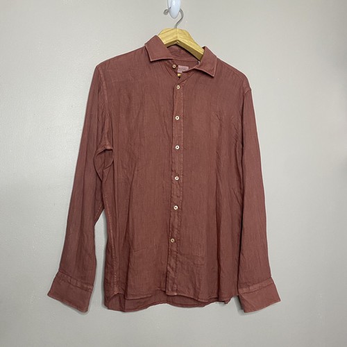 Tintoria Mattei 954 Long Sleeve Slim Shirt Top Linen Dyed