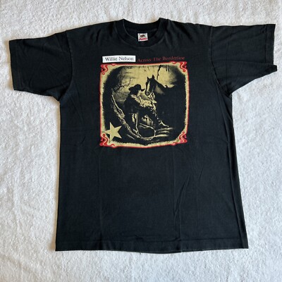 VTG 90's Willie Nelson Across The Borderline Tour T- Shirt Fruit of the Loom, L
