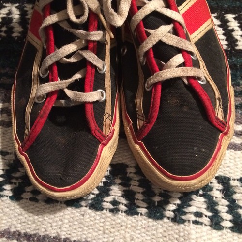 Rare Vtg '60s-70s Converse Lou Brock Player L/T Shoes Mens Sz 5 Black/Red/White